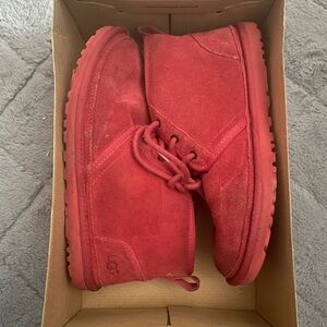 UGG Bold Red Suede Ankle Boots